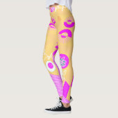 Leggings Illustration Bohème Chintz Peach Fuchsia Blanc (Gauche)