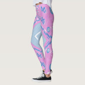 Leggings Illustration Bohème Chintz Rose Bleu Blanc 1 (Gauche)