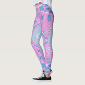Leggings Illustration Bohème Chintz Rose Bleu Blanc 2 (Gauche)