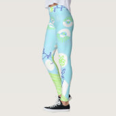 Leggings Illustration Bohème Chintz Sky Blue Green (Gauche)