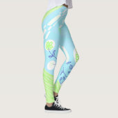 Leggings Illustration Bohème Chintz Sky Blue Green (Droite)