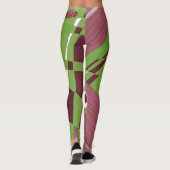 Leggings Illustration Bohème Chintz Vert Bourgogne Gris (Dos)