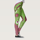 Leggings Illustration Bohème Chintz Vert Bourgogne Gris (Droite)