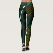 Leggings Illustration Bohème Chintz Vert Olive Bleu (Dos)