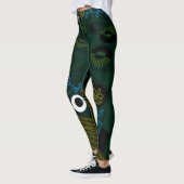 Leggings Illustration Bohème Chintz Vert Olive Bleu (Gauche)