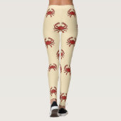 Leggings Illustration crème rouge de crabe nautique (Dos)