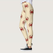 Leggings Illustration crème rouge de crabe nautique (Gauche)
