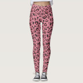 Leggings Illustration d'animal de rose de léopard (Devant)