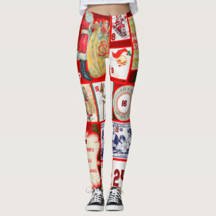 Leggings Illustration de bloc de l'Avent de Noël carré