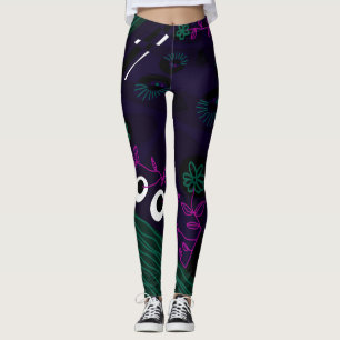 Leggings Illustration de Bohemian Chintz Indigo Green Magen