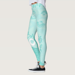 Leggings Illustration de Bohemian Chintz Pastel Blue