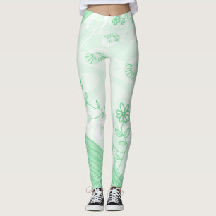 Leggings Illustration de Bohemian Chintz Pastel Green