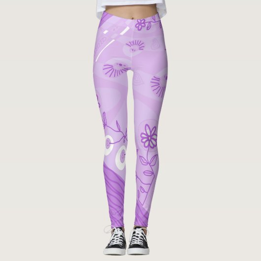 Leggings Illustration de Bohemian Chintz Pastel Lilac (Devant)