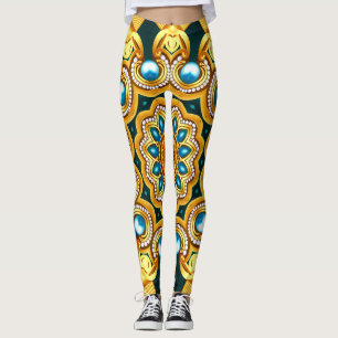 Leggings Illustration de cadre décoratif de perle d'or
