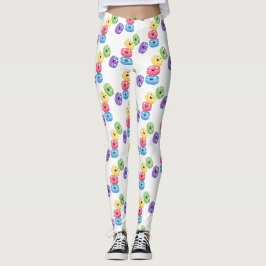 Leggings Illustration de caricature de macarons marrant mig (Devant)
