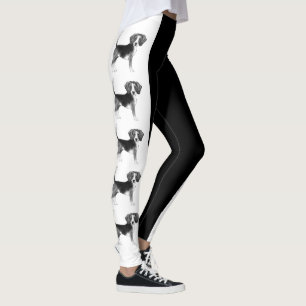 Leggings Illustration de chien Beagle mignon en noir et bla