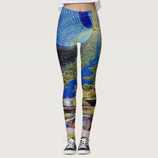 Leggings Illustration de colonie de l'espace/art (Devant)