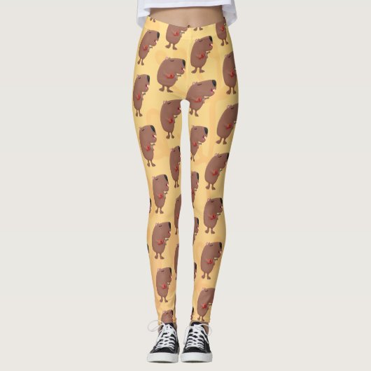 Leggings Illustration de dessin animé de capybara ukulele (Devant)