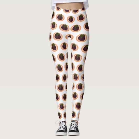 Leggings illustration de dessin animé de pudding de Noël (Devant)