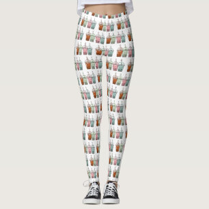 Leggings Illustration de dessin animé pour le thé de bulle