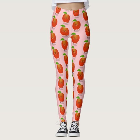 Leggings Illustration de dessin animé sur la pomme de danse (Devant)