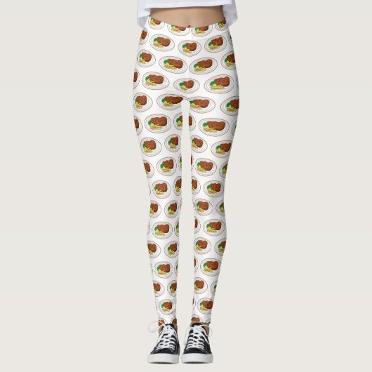 Leggings Illustration de dessin de steak (Devant)