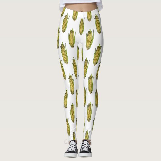 Leggings Illustration de dessin sur le maïs (Devant)