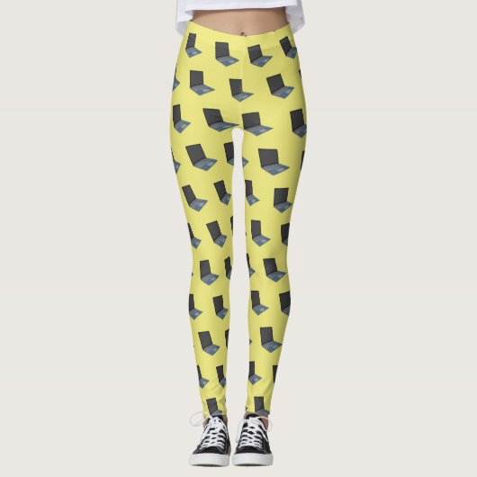 Leggings Illustration de dessin sur ordinateur portable (Devant)