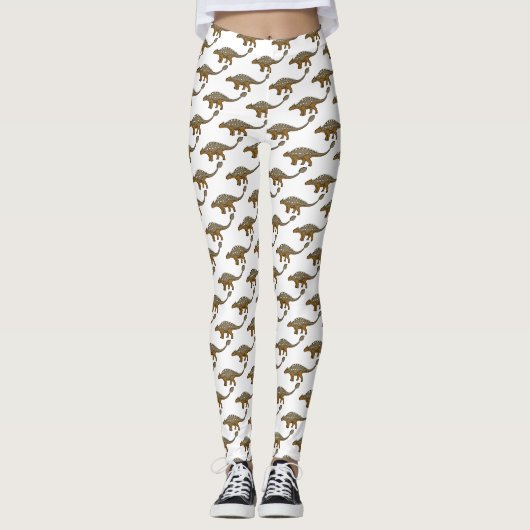 Leggings Illustration de dinosaure blindé Ankylosaurus (Devant)
