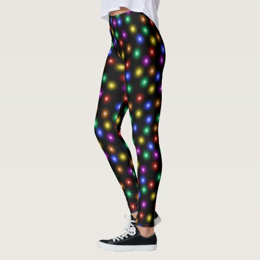 Leggings Illustration de fête lumineuse de lumières de Noël (Gauche)