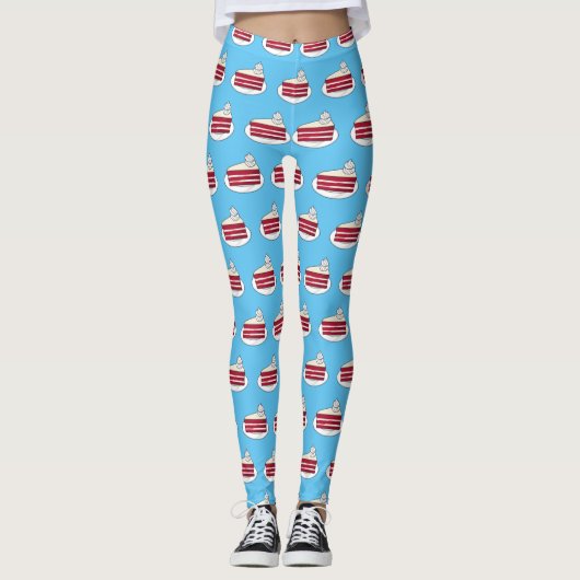 Leggings Illustration de gâteau en velours rouge (Devant)