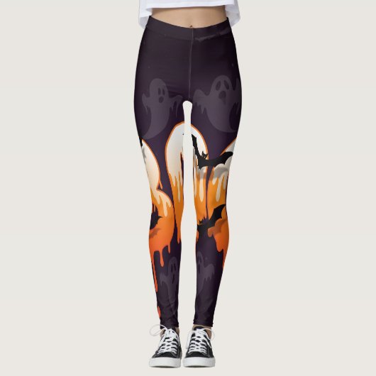 Leggings Illustration de la nuit d'Halloween (Devant)