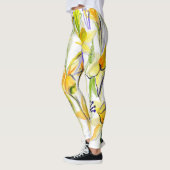 Leggings Illustration de l'aquarelle des jonquilles jaunes (Gauche)