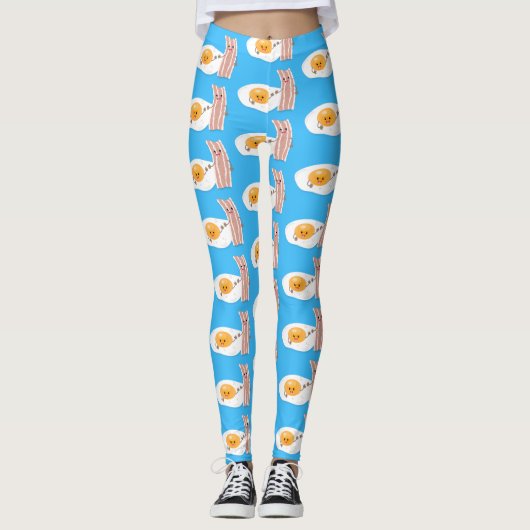 Leggings Illustration de l'oeuf de Cute kawaii et du bacon (Devant)