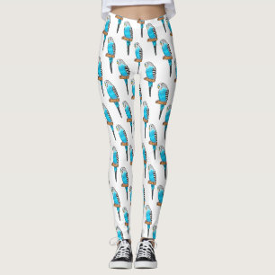 Leggings Illustration de l'oiseau bleu budgerigar