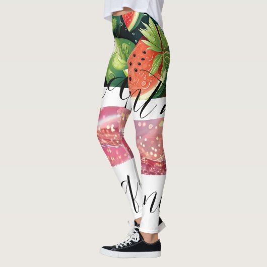 Leggings Illustration de pastèque en lettres noires (Gauche)