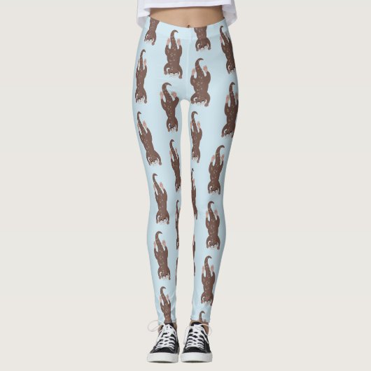 Leggings Illustration de plongée de loutre mignonne (Devant)
