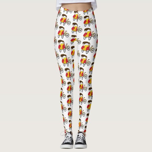 Leggings Illustration de pousse-pousse pédicab (Devant)