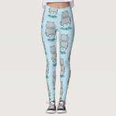 Leggings Illustration de saut en hippo mignon (Devant)