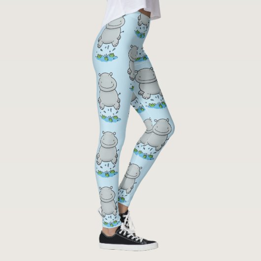 Leggings Illustration de saut en hippo mignon (Droite)