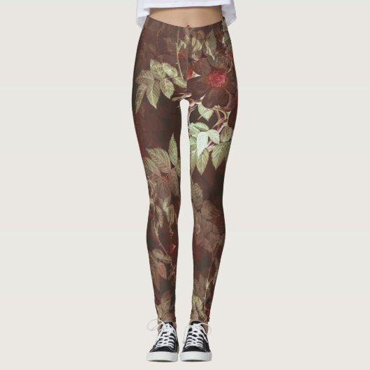 Leggings Illustration de vignes florales à jumelage élégant (Devant)