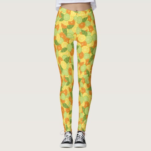 Leggings Illustration d'éclaboussure d'agrume (Devant)