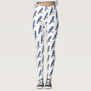 Leggings Illustration d'oiseau de jay bleu