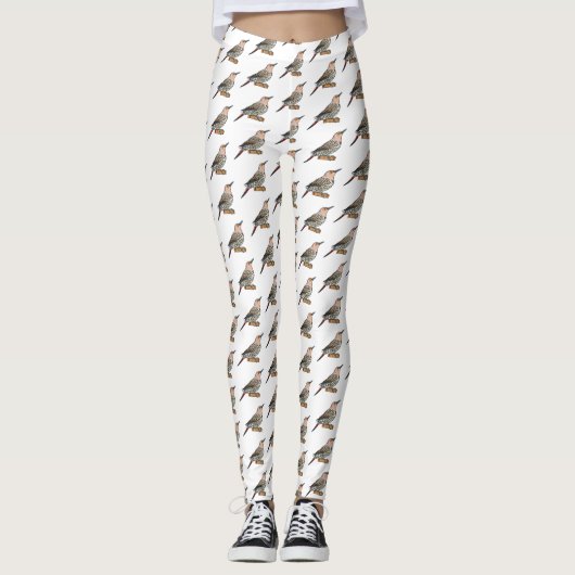 Leggings Illustration d'oiseau de scintillement du Nord (Devant)
