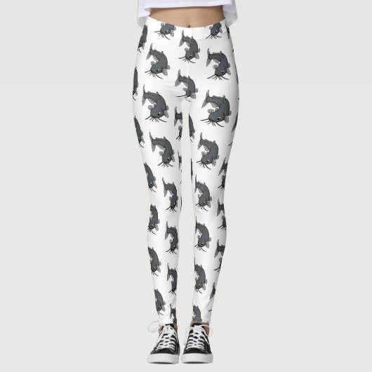 Leggings Illustration du poisson-chat mignon (Devant)