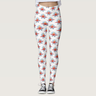 Leggings Illustration d'un avion rouge volant mignon