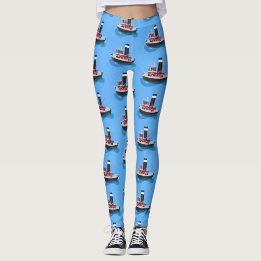 Leggings Illustration d'un bateau à chalutier mignon (Devant)