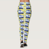 Leggings Illustration d'un bus moderne bleu mignon (Dos)
