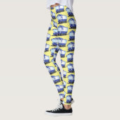Leggings Illustration d'un bus moderne bleu mignon (Gauche)