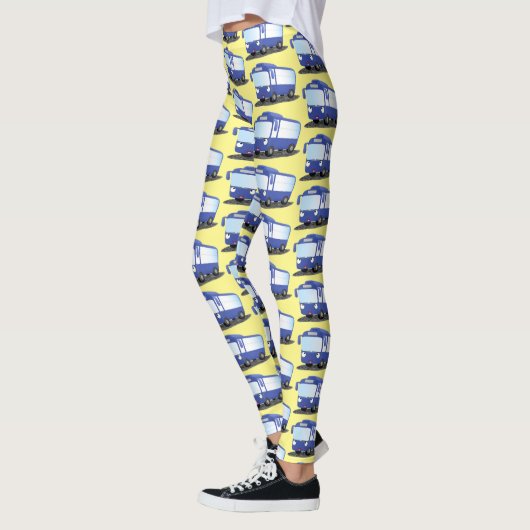 Leggings Illustration d'un bus moderne bleu mignon (Gauche)